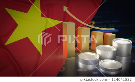 The Vietnam flag on chart background for Business concept 3d rendering. 114041822
