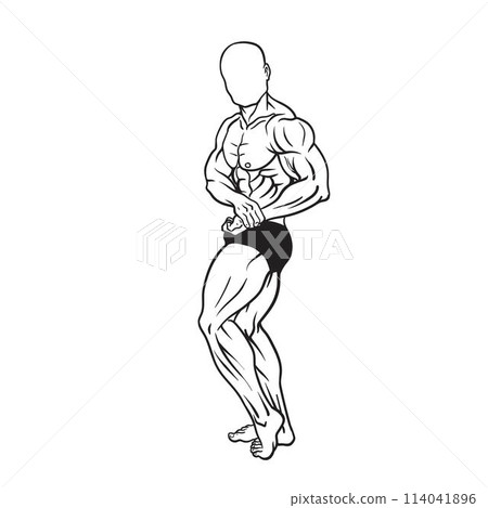 bodybuilding male athlete , Drawing Vector bodybuilding male athlete , Drawing Vector 114041896