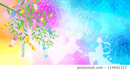 七夕銀河夏季背景 114042317