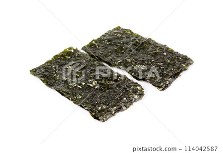 Nori sheets isolated on white background Nori sheets isolated on white background 114042587