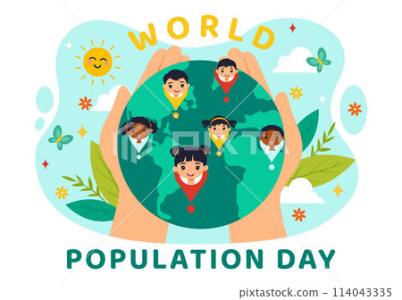 World Population Day Vector Illustration on 11th July To Raise Awareness Of Global Populations Problems in Flat Kids Cartoon Background 114043335