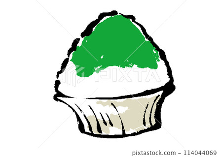 Melon flavored shaved ice illustration 114044069