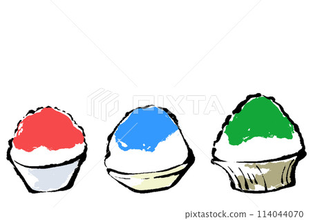 Set of brush-drawn shaved ice illustrations Set of brush-drawn shaved ice illustrations 114044070