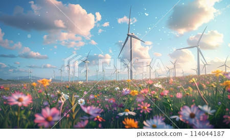 Wind turbine. renewable energy. Generative AI 114044187
