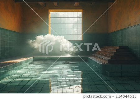 A cloud is floating above a swimming pool 114044515