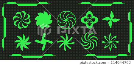 Cyber geometry acid spiral shape design set, space trippy twirl symbol vector, retro groovy star sparkle element collection, green neon y2k vortex sign aesthetic, geometric 90s swirl icon graphic, Cyber geometry acid spiral shape design set, space trippy twirl symbol vector, retro groovy star sparkle element collection, green neon y2k vortex sign aesthetic, geometric 90s swirl icon graphic, 114044763