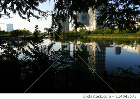 A tranquil scene at the river park 114045575