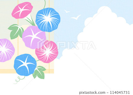 天空與牽牛花和雷雲的背景圖 114045731