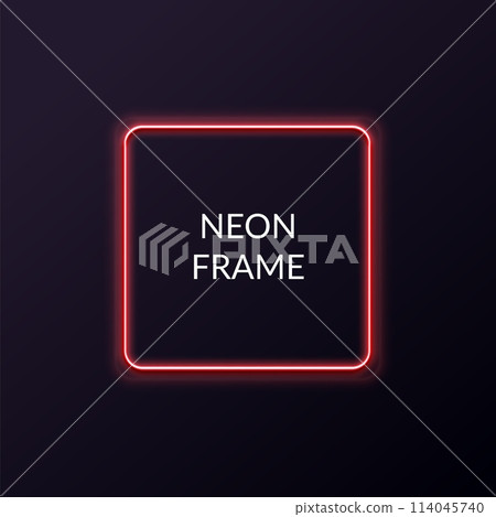 Square neon frames. Fluorescent outline border. Realistic vector led shape 114045740