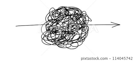 Scrawl ball. Messy process icons. Vector complicated way concept. 114045742