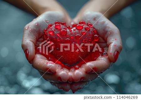 hands holding a red heart, medical insurance for the heart, Organ donation, World Blood Donor Day 114046269