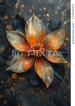A magical flower with petals on a gray background 114046437