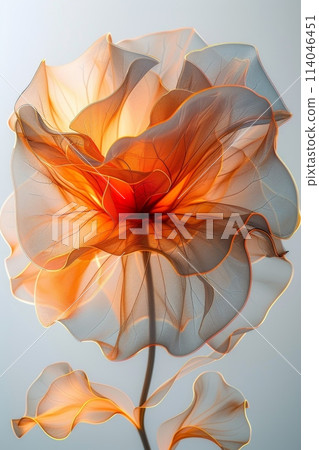 A magical orange flower with petals on a white background 114046451