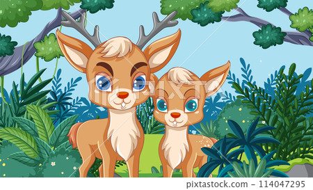 Friendly Deer in Enchanted Forest 114047295