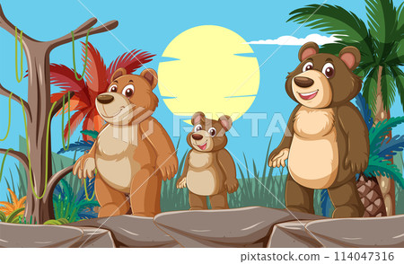 Happy Bear Family Enjoying Sunny Day 114047316