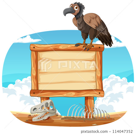 Desert Vulture on Wooden Sign Desert Vulture on Wooden Sign 114047352