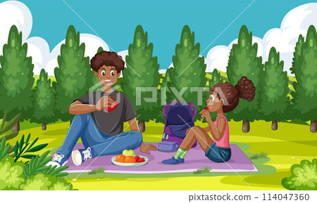 Picnic in the Park Vector Illustration Picnic in the Park Vector Illustration 114047360