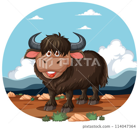 Cheerful Yak in a Mountainous Landscape Cheerful Yak in a Mountainous Landscape 114047364