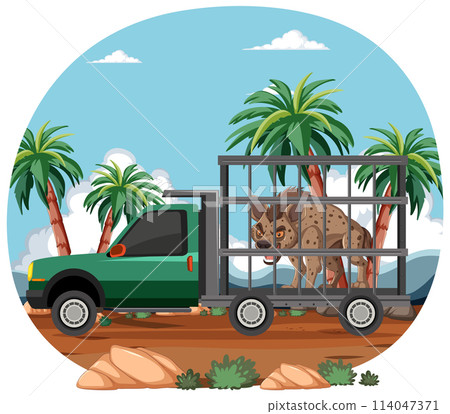 Giraffe Transport in Tropical Landscape 114047371