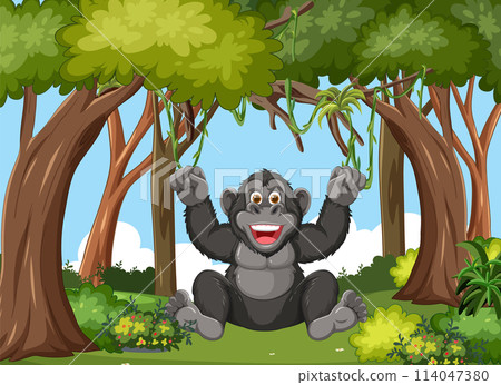 Happy Gorilla in a Lush Forest Happy Gorilla in a Lush Forest 114047380