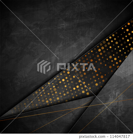 Black abstract corporate grunge background with golden dots 114047817