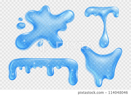 Blue slime drip. Goo or glue with glitter splat 114048046