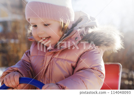 Beauty baby . Adorable girl having fun on a swing Beauty baby . Adorable girl having fun on a swing 114048093