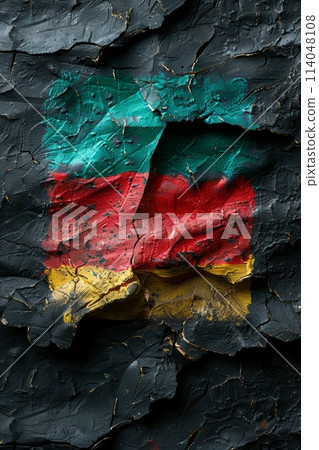 Background in African colors, yellow, green, red and black . Background symbolizing the abolition of slavery in the USA 114048108