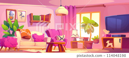 House room interior design with sofa and window 114048198