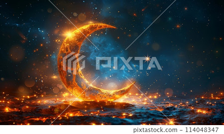 The symbol of the holy holiday of Eid al-Adha. A crescent moon and a star. The halal symbol The symbol of the holy holiday of Eid al-Adha. A crescent moon and a star. The halal symbol 114048347