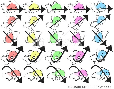 金魚和箭頭圖示 5 顏色集 114048538