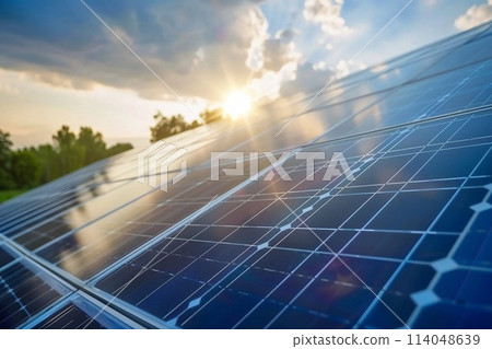 Solar cell farm power plant eco technology, a photovoltaic power plant. 114048639