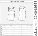 Tank top size chart. Singlet front and back 114048653