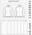Sweater size chart. Knitted turtleneck 114048654