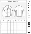 Blazer size chart. Business jacket. 114048657