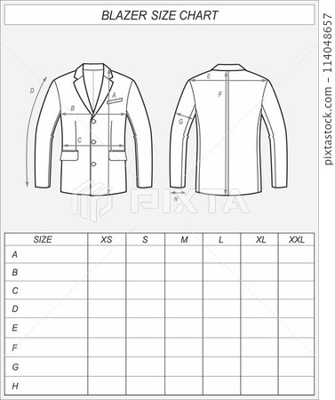 Blazer size chart. Business jacket. Blazer size chart. Business jacket. 114048657