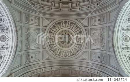 Decorative sculptures on ceiling interior the St. Michael's Church. 114048714