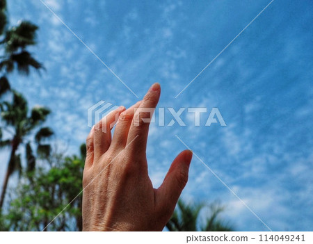 Hand holding over the sky Hand holding over the sky 114049241