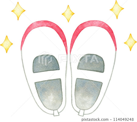 Beautifully arranged indoor shoes watercolor illustration 114049248