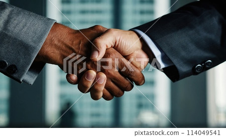 Business people in office shaking hands. Business communication concept. Handshake and marketing 114049541