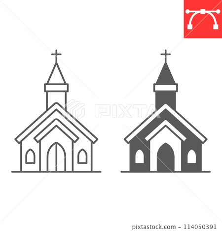 Church line and glyph icon Church line and glyph icon 114050391