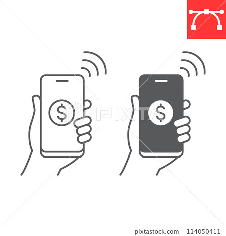 Mobile payment line and glyph icon 114050411