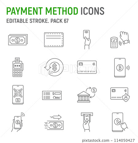 Payment method line icon set 114050427