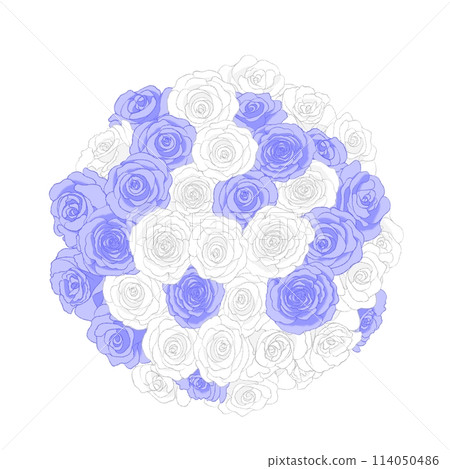 藍色和白色玫瑰的圓形花束 114050486