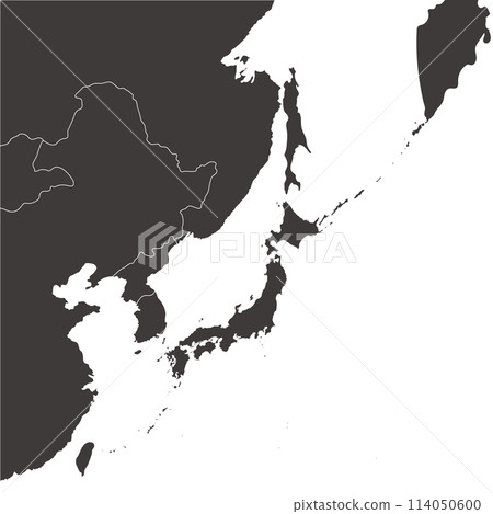 日本及週邊國家地圖，單色 114050600