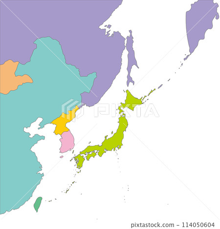 Colored map of Japan and surrounding countries, pastel colors 114050604