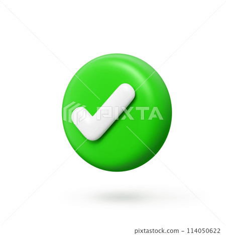 3d check icon, checklist tick, done mark. Green circle with a white tick angle view. Isolated vector plastic style checkmark, symbol of selection, confirmation or approval. Yes button for web app 3d check icon, checklist tick, done mark. Green circle with a white tick angle view. Isolated vector plastic style checkmark, symbol of selection, confirmation or approval. Yes button for web app 114050622