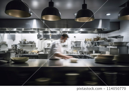 Professional chef cooking on restaurant kitchen 114050770