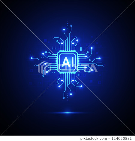 Artificial intelligence circuit line style. Machine learning design. Smart network digital technology. AI. Vector illustration 114050881