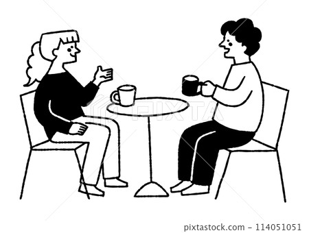 A couple having a fun conversation while drinking A couple having a fun conversation while drinking 114051051